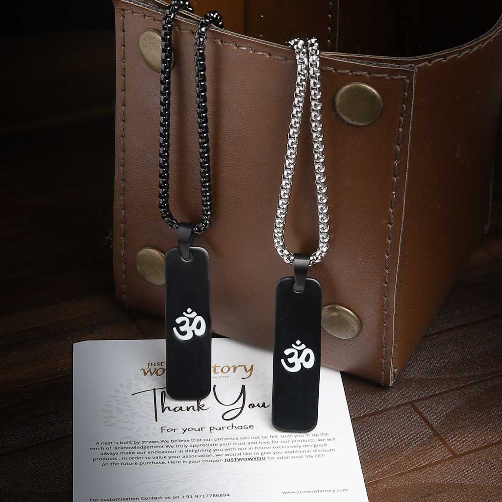 Deep Renewal Aum Pendant Stainless Steel Chain Necklace