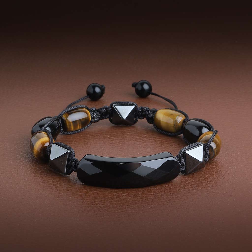 Unbridled & Unleashed Tiger Eye Obsidian Agate Prism Bracelet