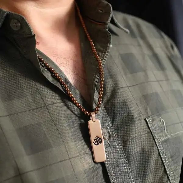 Stainless Steel Aum Hematite Necklace Rose Gold with men