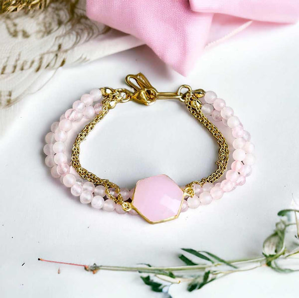 The Essence of Love  Rose Quartz Layered Bracelet