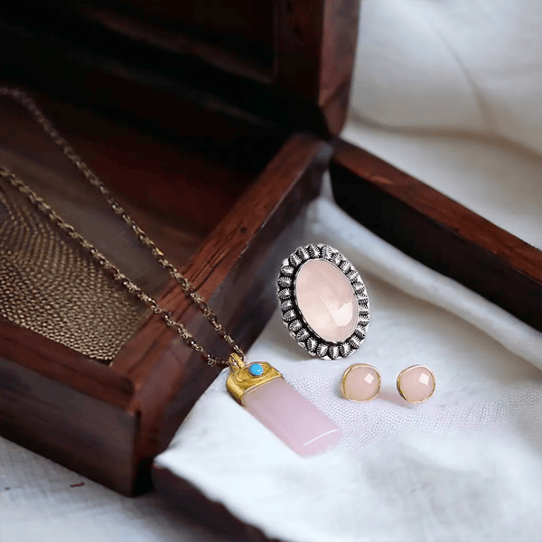 The Love Catcher Rose Quartz & Garnet Necklace