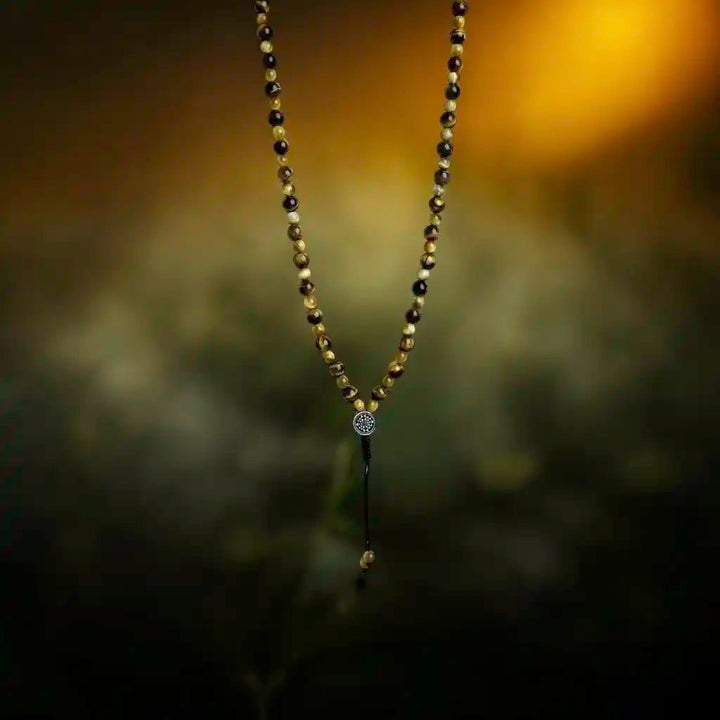 Tiger Eye sri yantra Mala