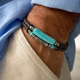 The Distinct Splendour Turquoise & Pyrite Leather Bracelet
