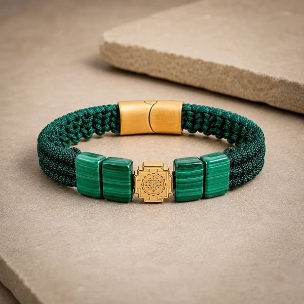 The Riches & Glory Sriyantra Natural Malachite Bracelet