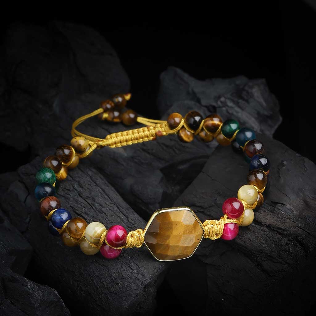 Breezing Through Hurdles 7 Chakra Tiger Eye Bracelet - Justwowfactory