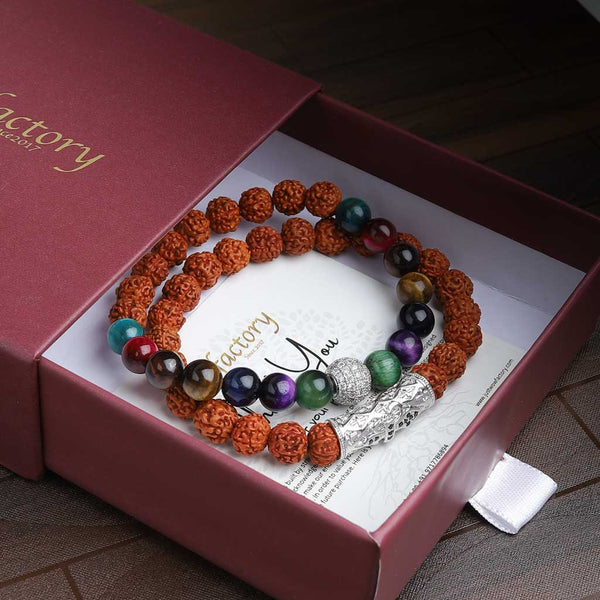 Spiritual Gravity 7 Chakra Tiger Eye Rudraksha Bracelet