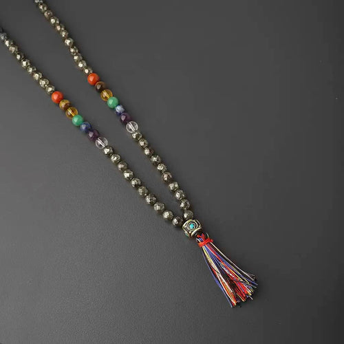 Continuity Of Good Karmas 7 Chakra Pyrite Wealth Mala