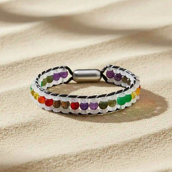 Energy Empowerment 7 Chakra Clear Quartz Wristband Bracelet