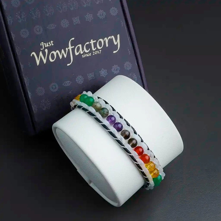 Energy Empowerment 7 Chakra Clear Quartz Wristband Bracelet Energy Empowerment 7 Chakra Clear Quartz Wristband Bracelet