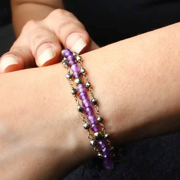 Amethyst Pyrite Bracelet