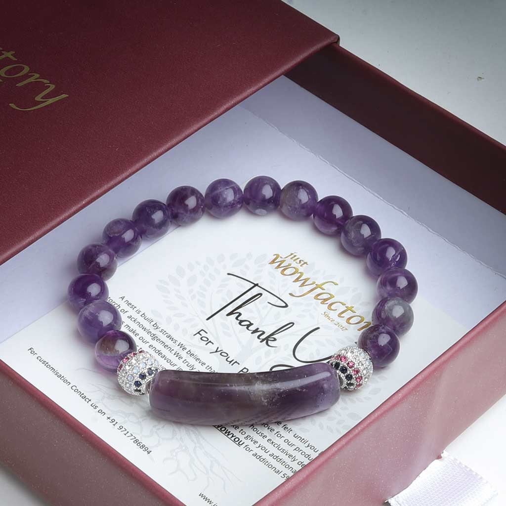 Buy Amethyst Bracelet, February Birthstone Bracelet, Raw Stone Bracelets  for Women, Amethyst Jewelry Online in India - Etsy