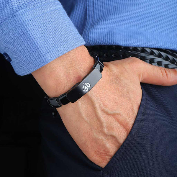 Shaking The Odds Aum Obsidian Flatbead Bracelet
