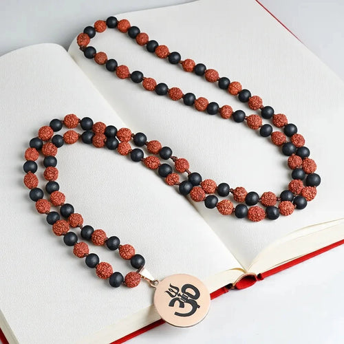 Lord Shiva Karungali Rudraksha Mala – 108 Beads with Trishul Symbol