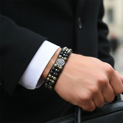 The Manifestor Pyrite Agate Wristband Bracelet