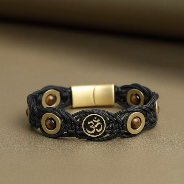 Inspiring Good Karma  Aum Tiger Eye Agate Bracelet