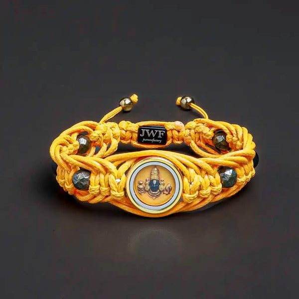 A Golden Opportunity Shri Tirupati Balaji Pyrite Thread Bracelet