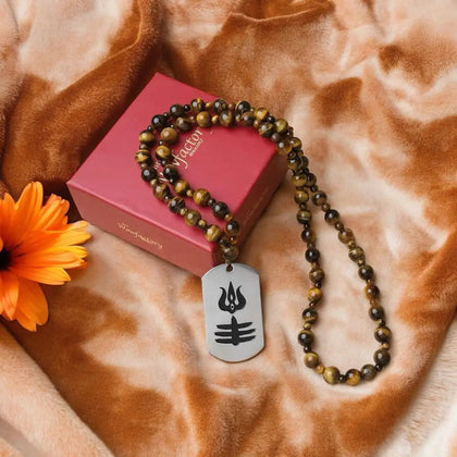 Beyond Boundaries 108 Tiger Eye Shiva Pendant Mala