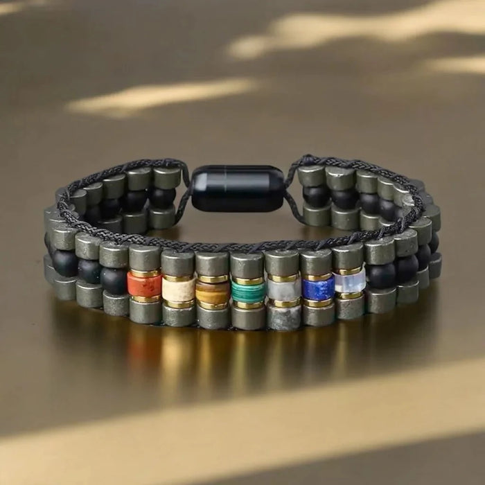Fusion of Power & Purpose 7 Chakra Pyrite Wealth Bracelet