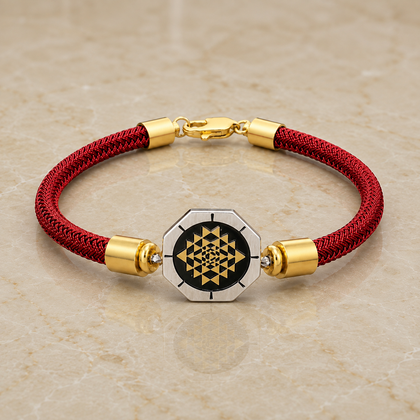 Divine Sriyantra Bracelet With Red Stainless Steel String