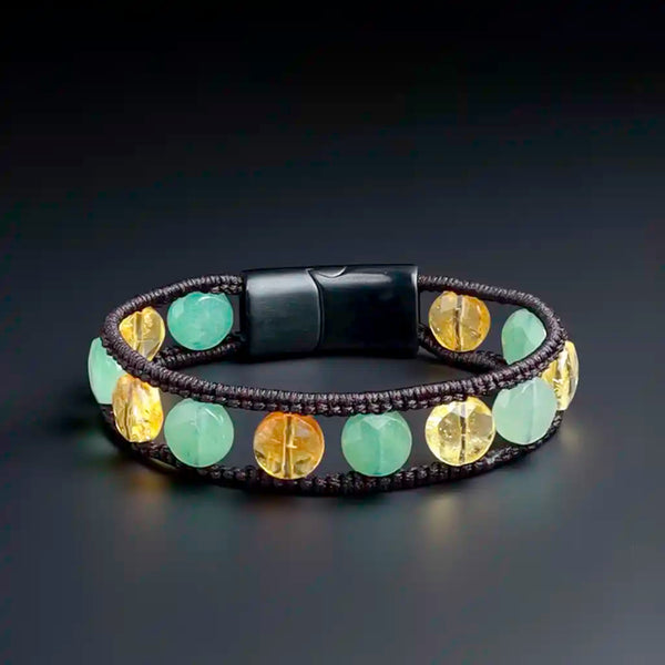 Opportunity & Abundance Citrine Aventurine Wristband Bracelet