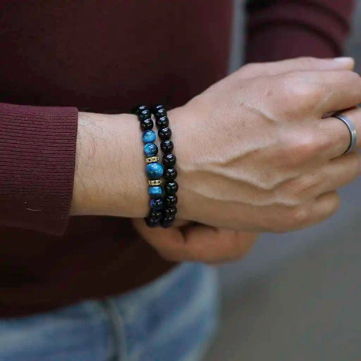 Black agate bracelet for men