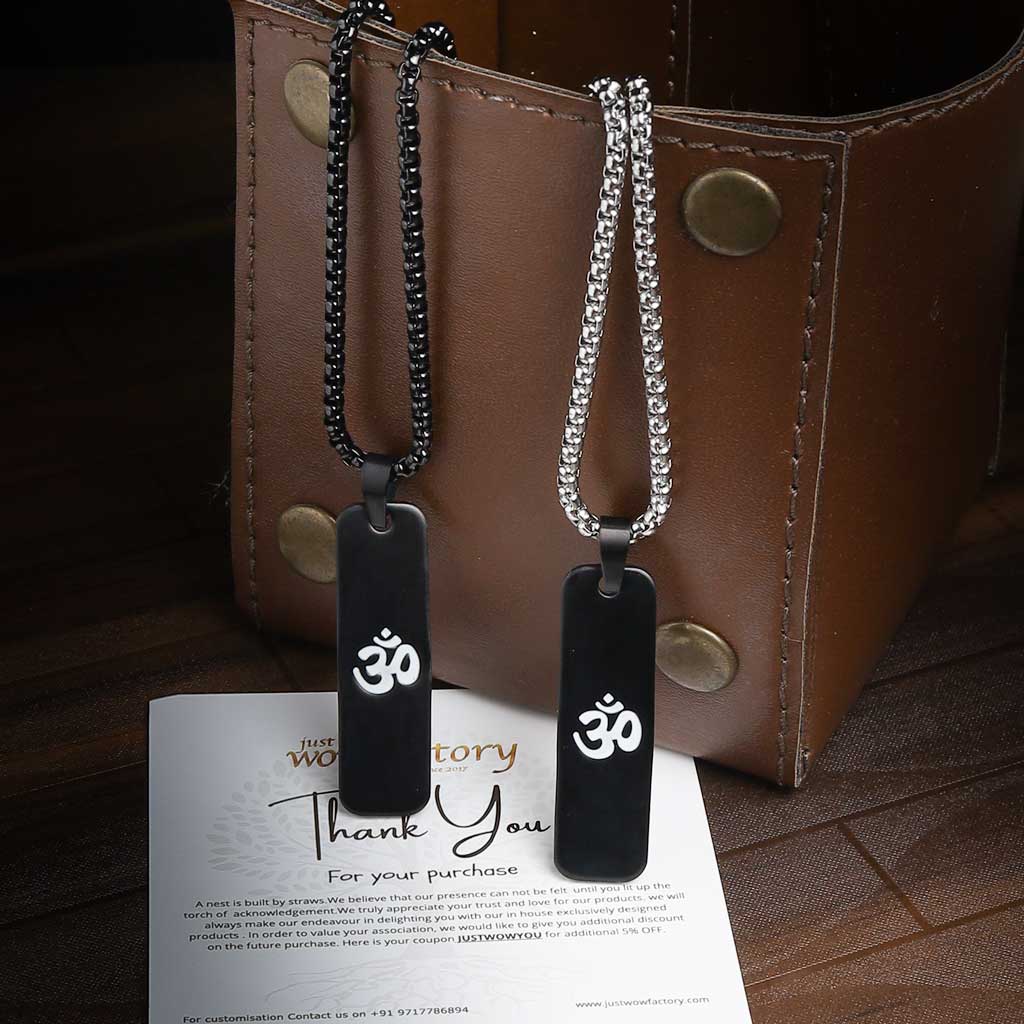 Deep Renewal Aum Pendant Stainless Steel Chain Necklace - Justwowfactory