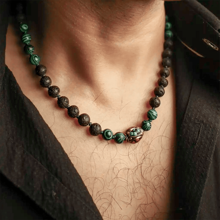 men's malachite necklace