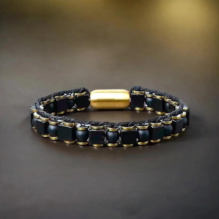 Embellishing Grace In Black Natural Agate Bracelet