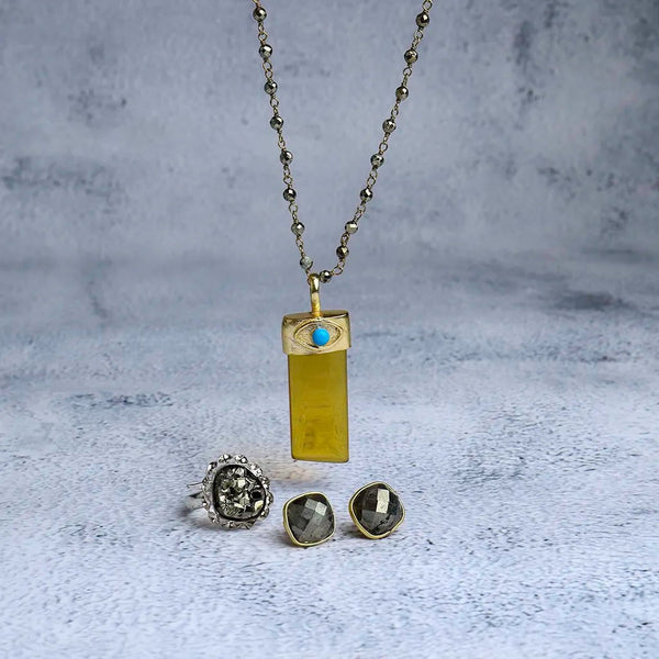 Charismatic companion  Evil Eye Citrine Pendant Necklace