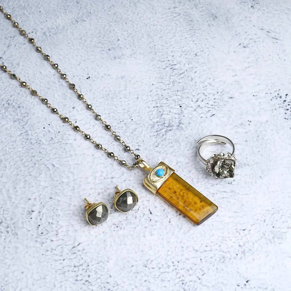   Evil Eye Citrine Pendant Necklace