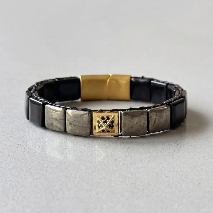 Fight Back With Grit Obsidian Pyrite Bracelet