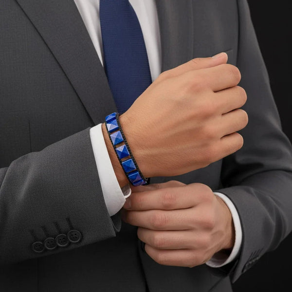 Self Expression Prism Cut Lapis Lazuli Flat bead Bracelet