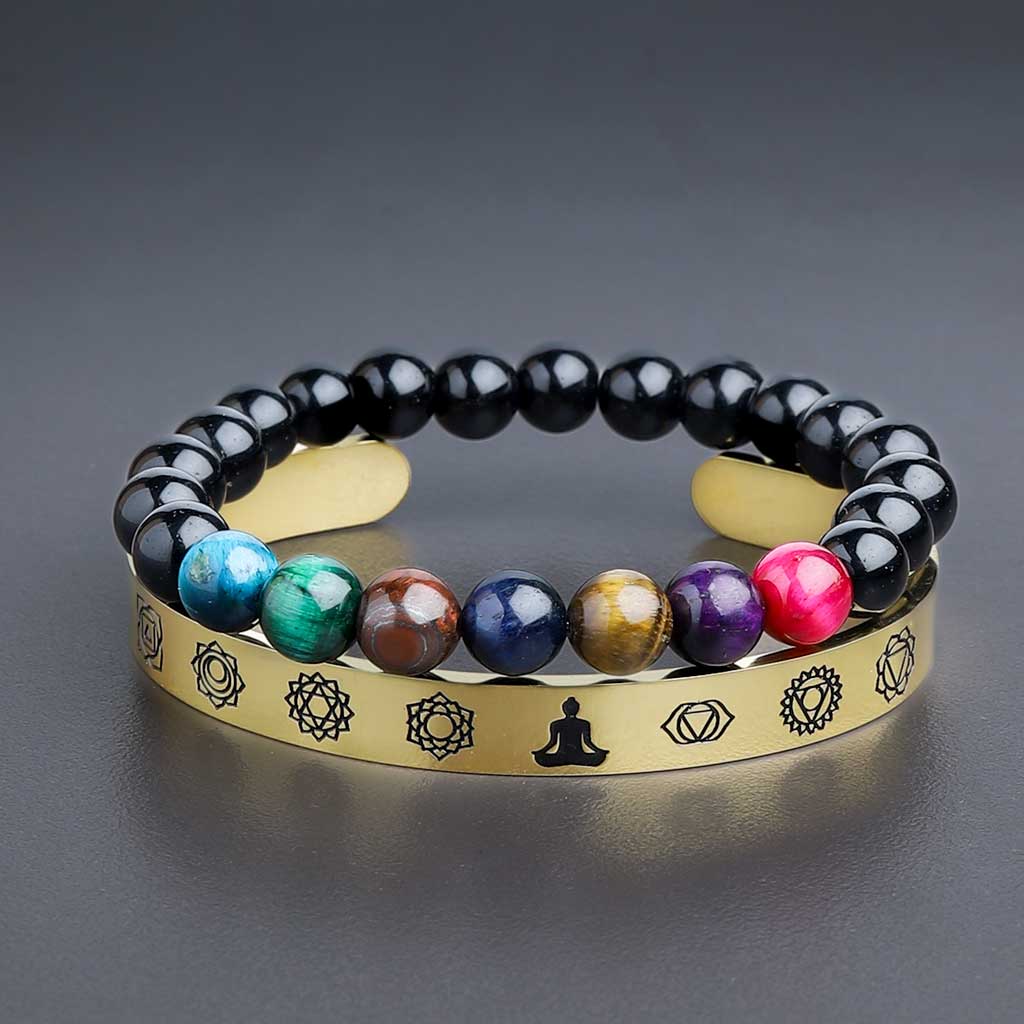 Bracelet Elastic'Perles 7 Chakras Métal - MyMagicStones