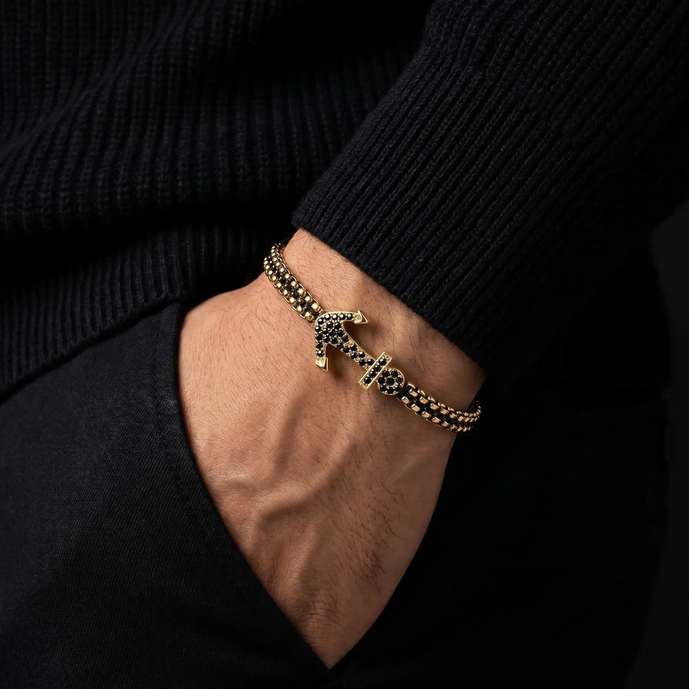 Midnight Anchor Chain Bracelet for Men | Woven Stainless Steel