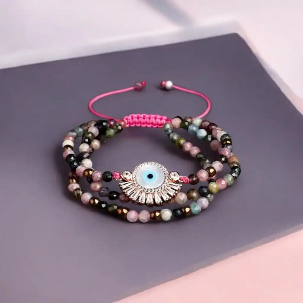 Tourmaline Evil Eye Bracelet