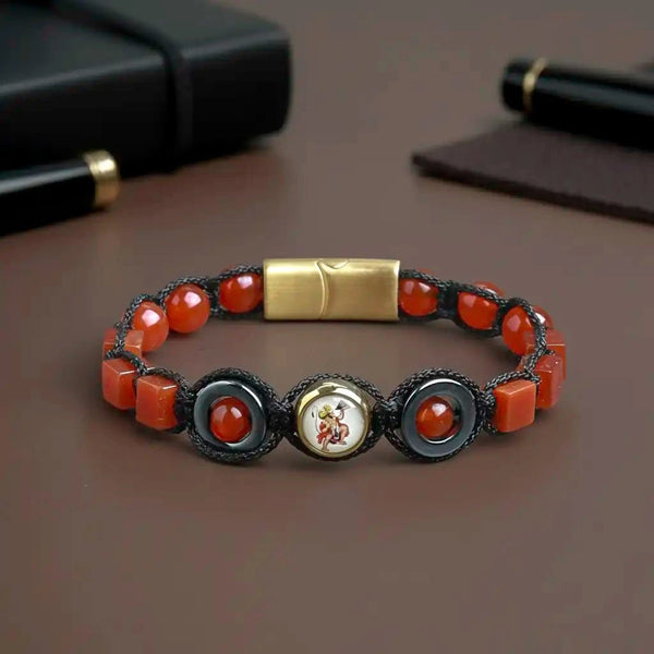 Devil's Nemesis Hanuman Carnelian Flatbead Bracelet