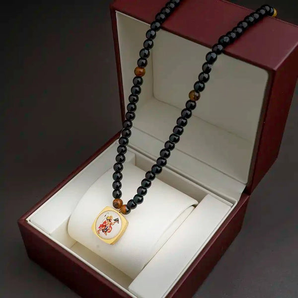 Remain Surrendered Under Hanuman Ji 108 Agate Tiger Eye Mala