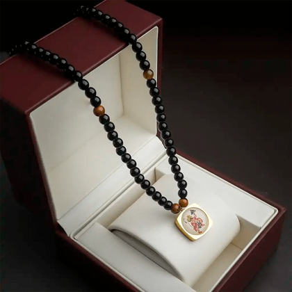 Remain Surrendered Under Hanuman Ji 108 Agate Tiger Eye Mala