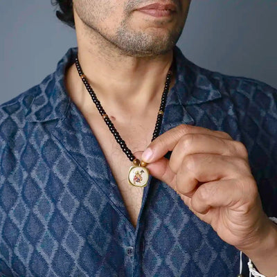 Remain Surrendered Under Hanuman Ji 108 Agate Tiger Eye Mala