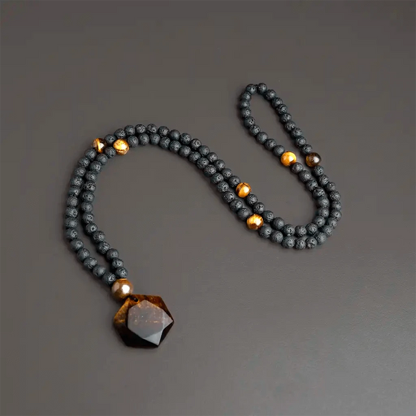 Living with great wisdom Tiger Eye Lava Mala