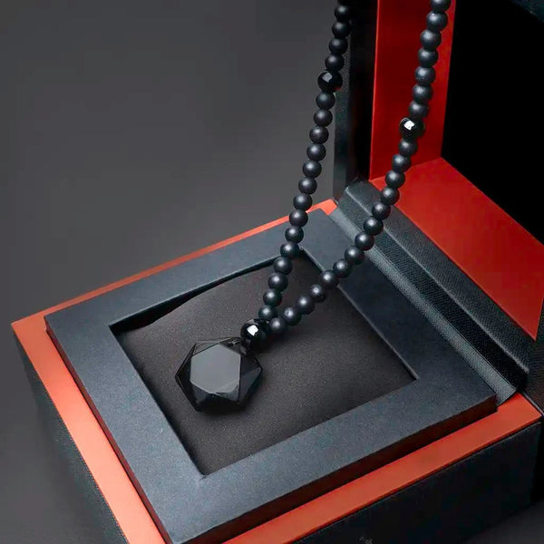 Radiant Aura 108 Obsidian Pendant Mala