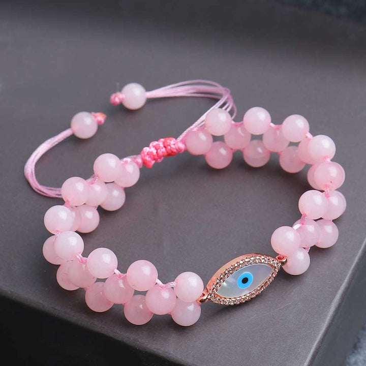 Evil eye Rose Quartz Bracelet