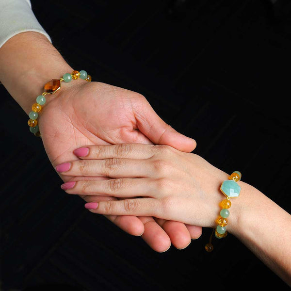 Opportunity & Abundance Citrine Aventurine Bracelets for Couple