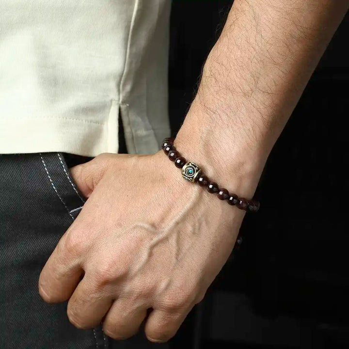 Garnet bracelet for men