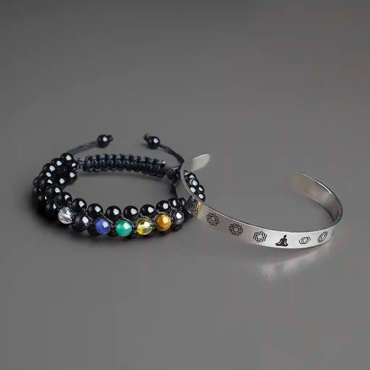 Blissful Composure 7 Chakra Stainless Steel & Stones Bracelets