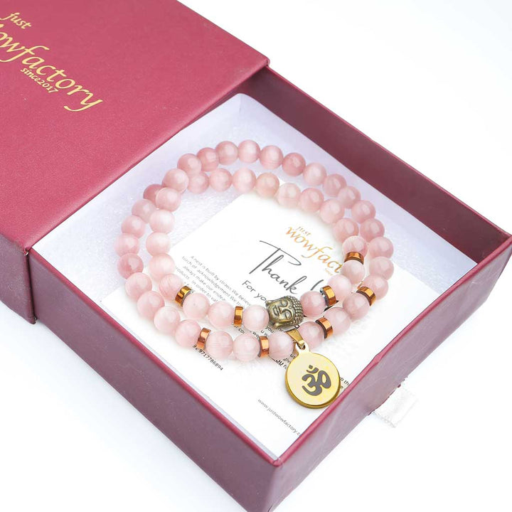 Spiritual conscience Aum Buddha Cat Eye Stone Bracelet