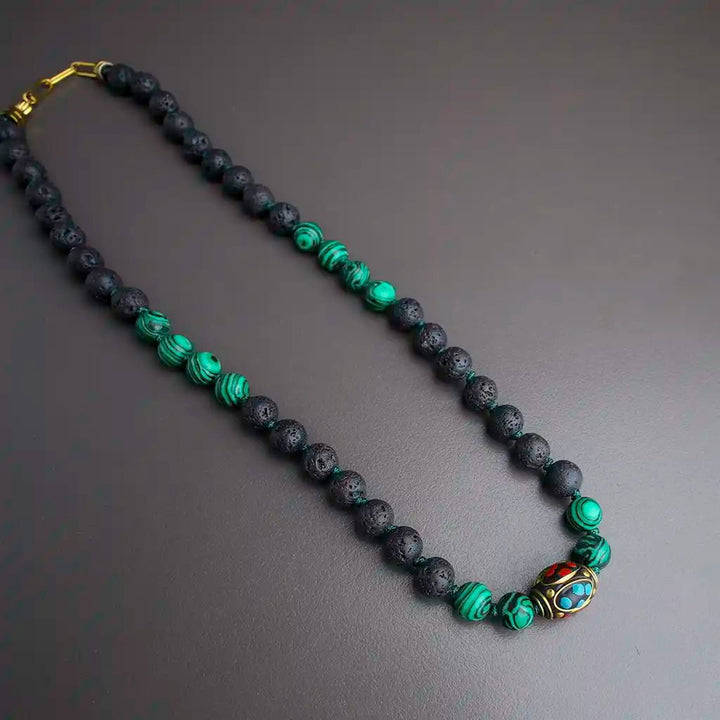 malachite lava necklace mens