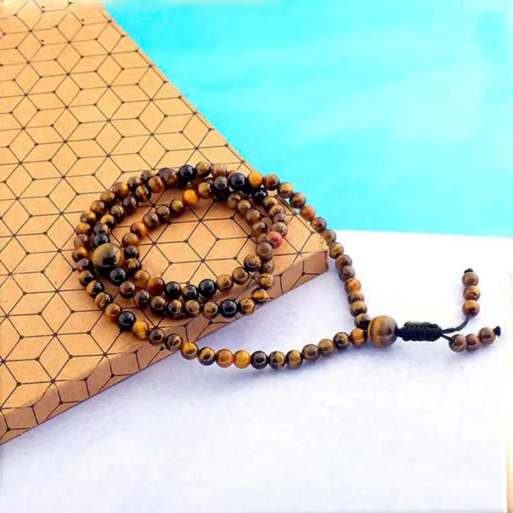 Exclusive Yoga & Meditation 108 Tiger Eye Agate Mala Bracelet