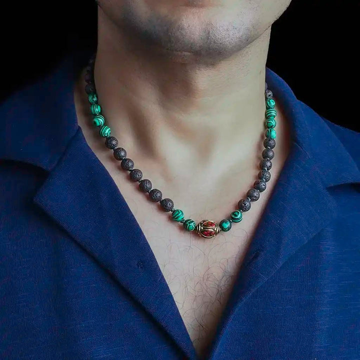 malachite lava necklace mens