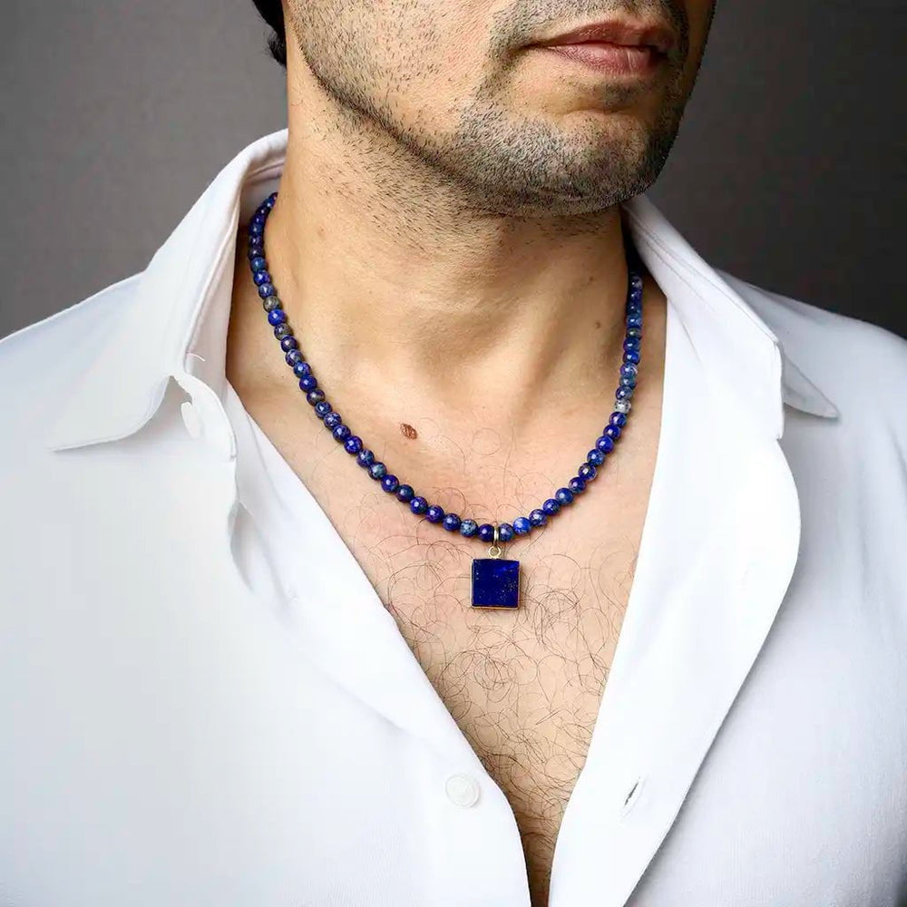 Distinct Approach Lapis Lazuli Agate Necklace – Justwowfactory Distinct Approach Lapis Lazuli Agate Necklace – Justwowfactory